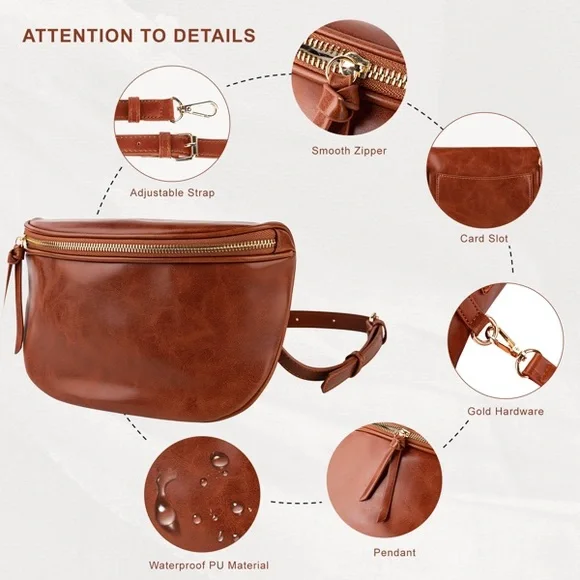 Lady Elegant Brown Leather Crossbody Bag - Picture 5 of 7
